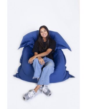 Grote zachte velvet zitzak - Oceaanblauw