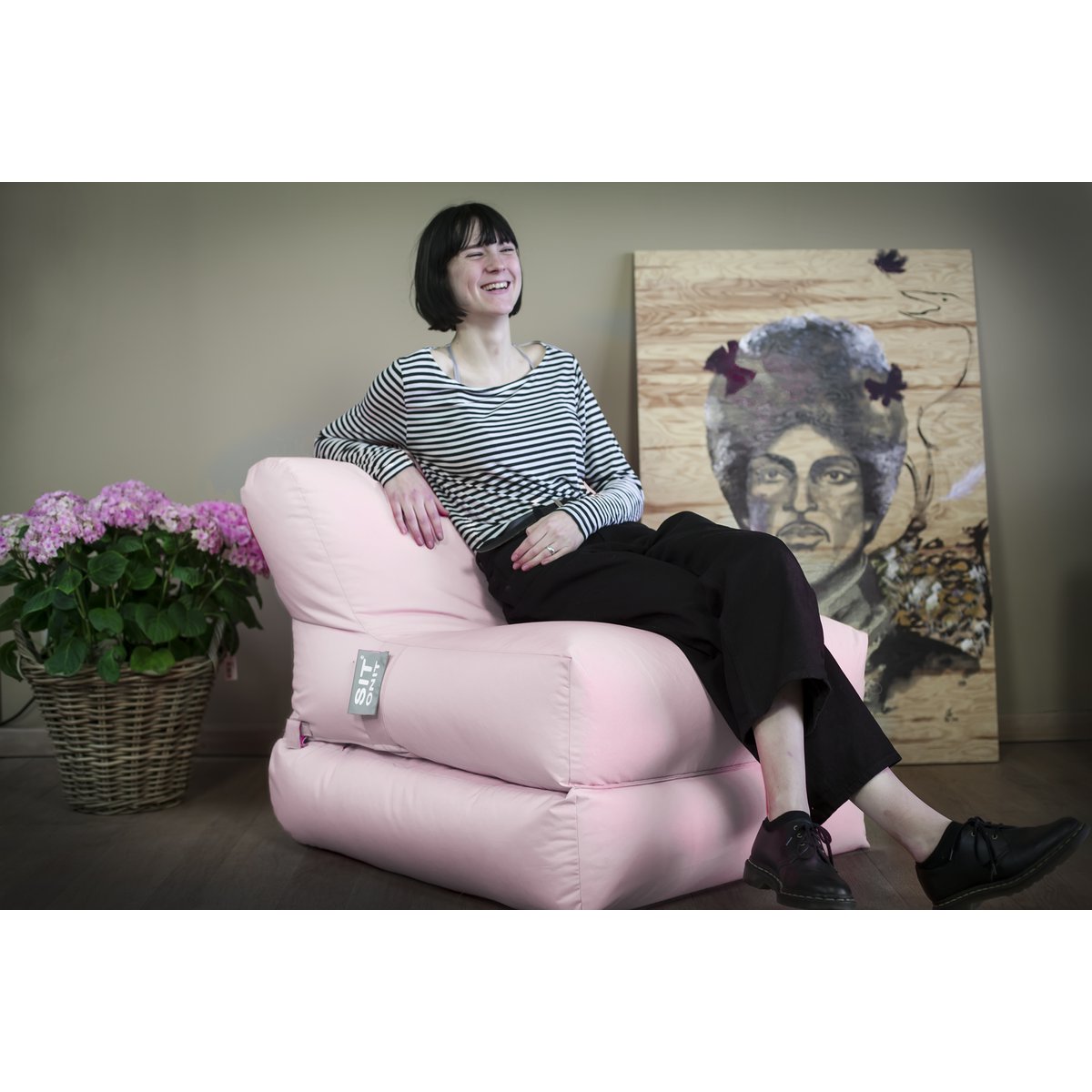 Roze zitzakstoel - roze lounge zitzak voor buiten - opvouwbaar