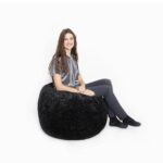 Fluffy zitzak rond - zwart