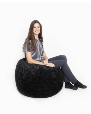 Fluffy zitzak rond - zwart