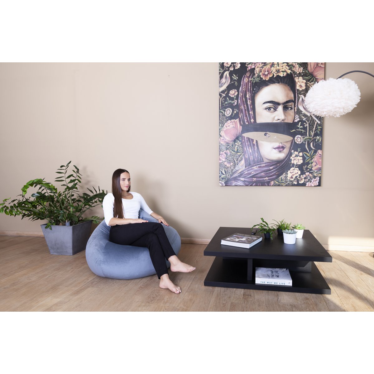 Big Poire zilvergrijs - velvet - zachte zitzak