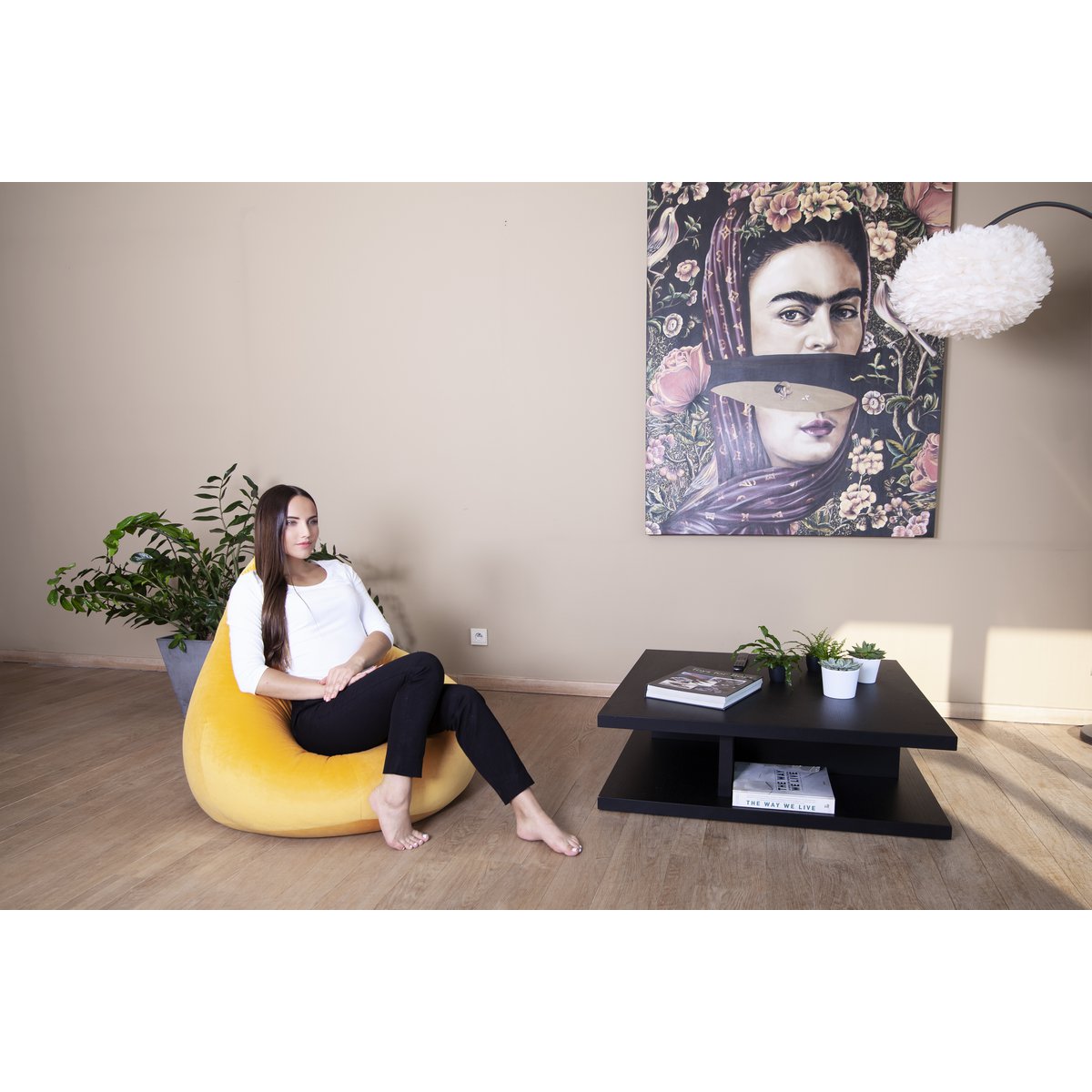 Big Poire - Velvet zitzak - oudgeel