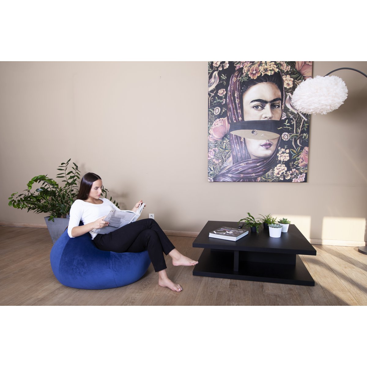Big Poire velvet - koningsblauwe velvet zitzak