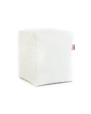 Zitzak Poef Cube Leatherlook Wit