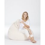 Zacht zitzak van imitatiebont - licht beige - Poire fourrure