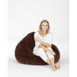 Poire Fourrure - donkerbruin - zitzak van zachte stof
