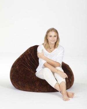 Poire Fourrure - donkerbruin - zitzak van zachte stof