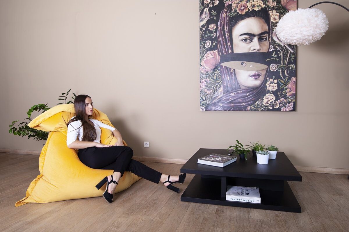 Grote zitzak - Oud geel - Velvet Stof