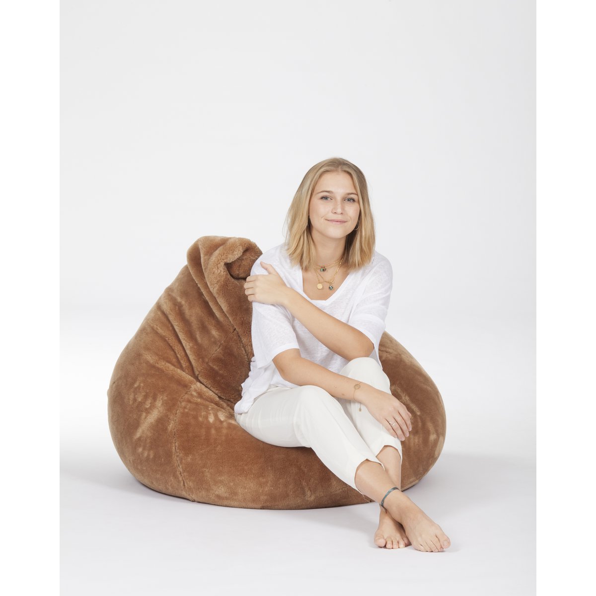 Poire fourrure mokka - zachte zitzak van imitatiebont