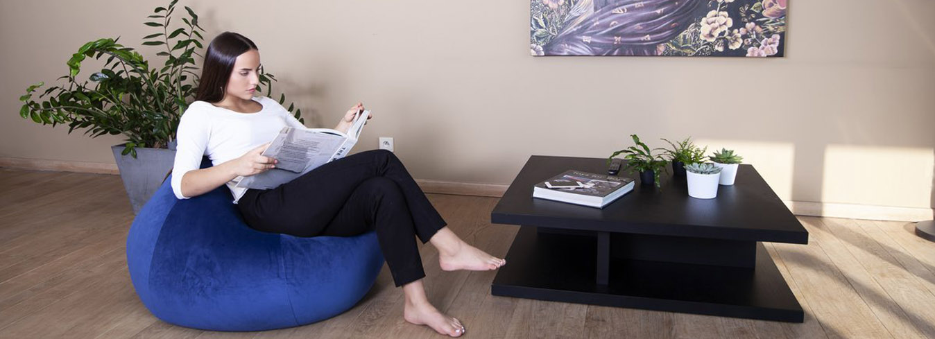 Zitzak van zachte stof - trendy zitzakken